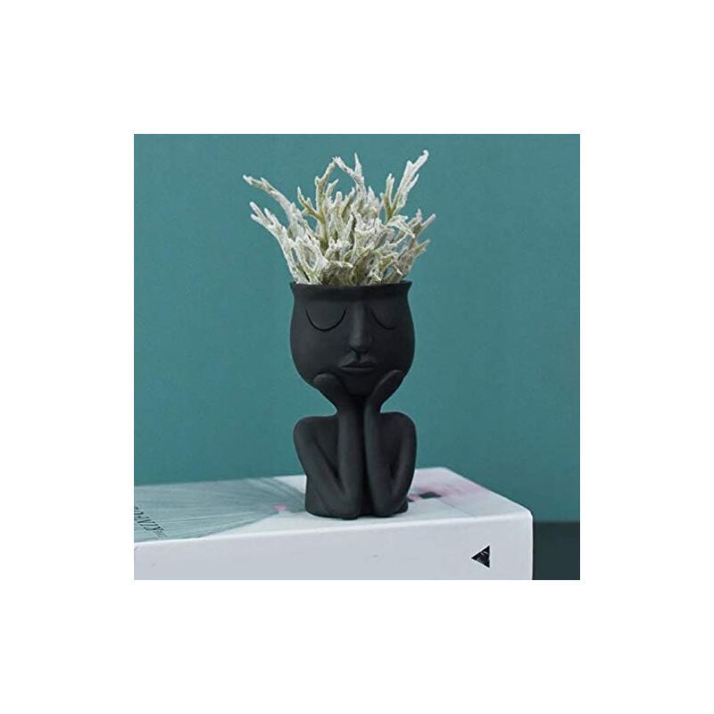Creative Nordic Face Vase Black Abstract Flower Pot for Succulents and Indoor Plants - Image 4