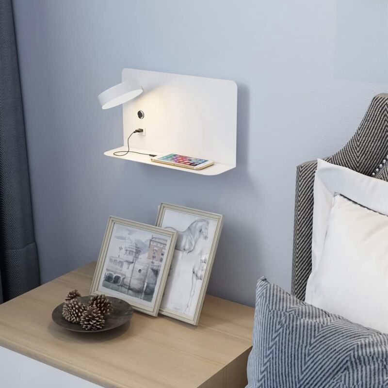 Left Side Adjustable LED Wall Light 12W with USB Charging Switch and 3 Color Temperatures, 330 Degree Rotation - Image 2