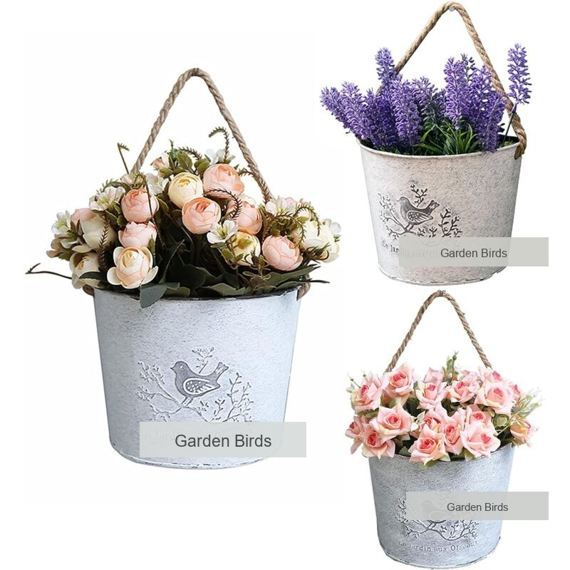 3 Pack Galvanized Hanging Flower Baskets Half Round Wall Pots for Indoor Outdoor Farmhouse Decor - Image 1