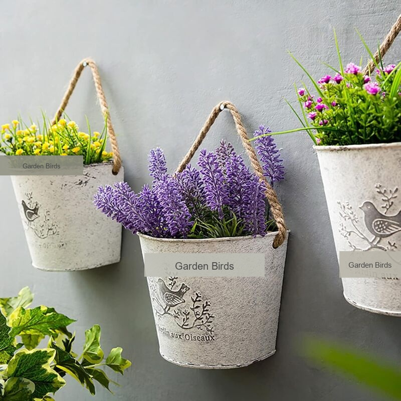 3 Pack Galvanized Hanging Flower Baskets Half Round Wall Pots for Indoor Outdoor Farmhouse Decor - Image 3
