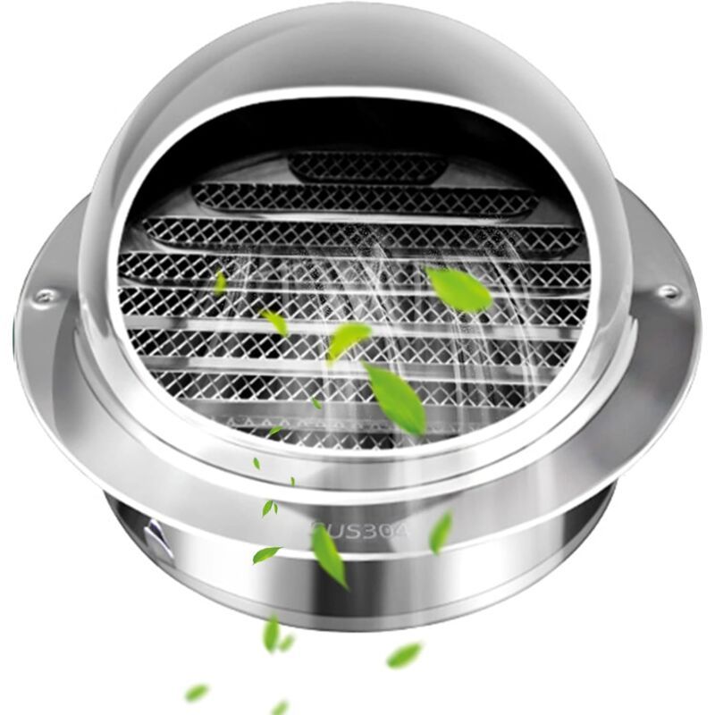 Round Stainless Steel Ventilation Grille with Anti Insect Slats for Exterior Wall Bathroom Kitchen, 150mm - Image 1