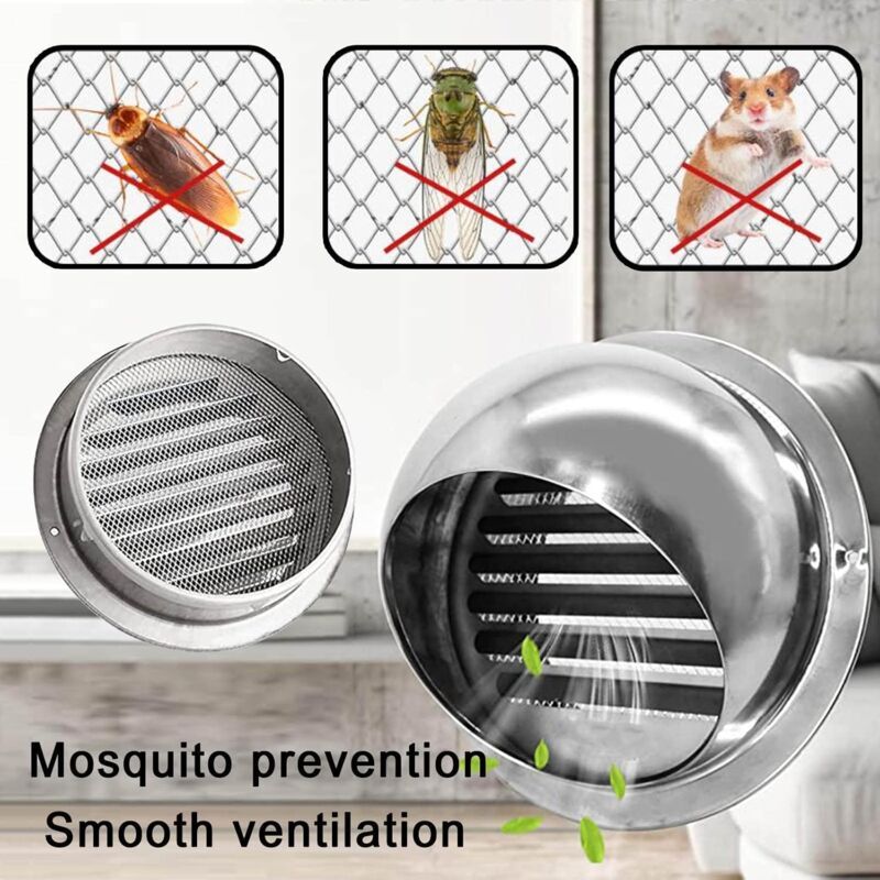 Round Stainless Steel Ventilation Grille with Anti Insect Slats for Exterior Wall Bathroom Kitchen, 150mm - Image 2