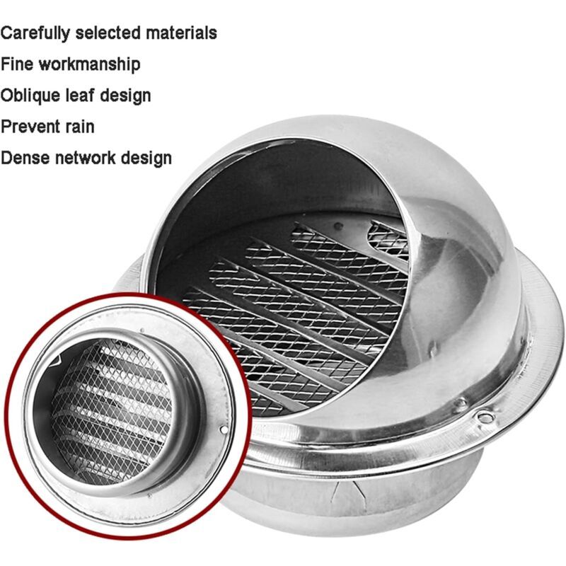 Round Stainless Steel Ventilation Grille with Anti Insect Slats for Exterior Wall Bathroom Kitchen, 150mm - Image 3
