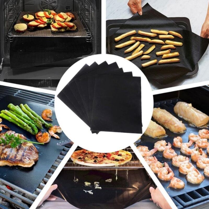 5 Pack Non Stick BBQ Grill Mats Reusable PTFE Teflon Baking Mats for Gas Charcoal Electric Grills - Image 3
