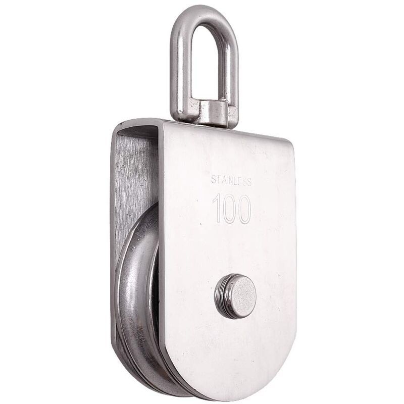 M100 Single Pulley Roller 304 Stainless Steel Heavy Duty Swivel Lifting Rope Block, 1000kg Load - Image 1