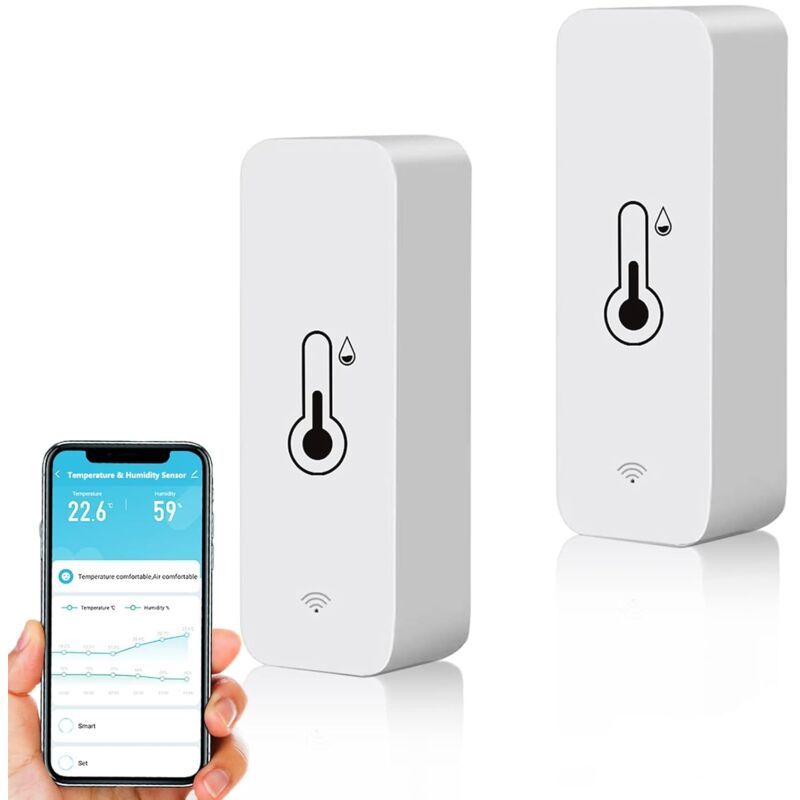 2 Pack WiFi Smart Thermometer Mini Digital Temperature Humidity Sensor Compatible with Alexa and Google Home - Image 1