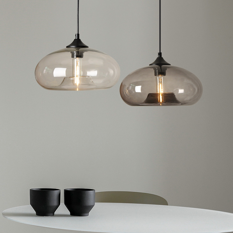 Vintage Industrial Red Glass E27 Pendant Lamp Retro Loft Chandelier for Kitchen Dining Bedroom - Image 3
