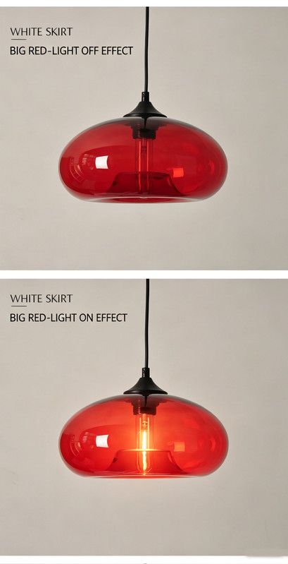 Vintage Industrial Red Glass E27 Pendant Lamp Retro Loft Chandelier for Kitchen Dining Bedroom - Image 4