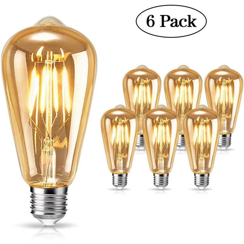 6 Pack E27 LED Edison Bulbs 4W Warm Light Vintage Antique Bulbs for Home Cafe Bar - Image 1