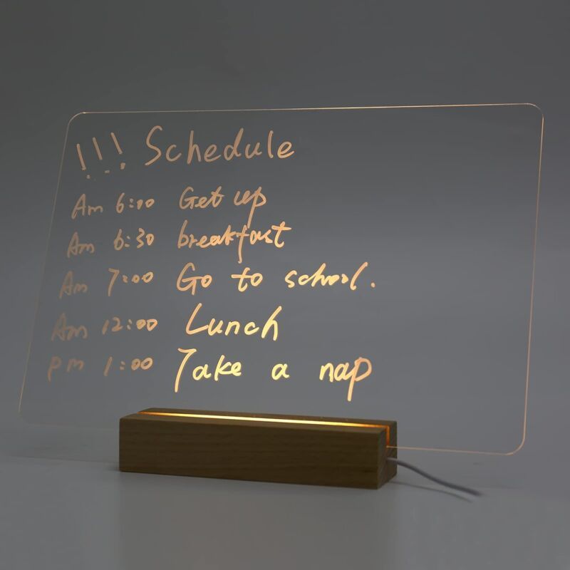 Luminous Transparent Acrylic Writing Board Clear Memo Message Frame Office Decoration, 30 x 20cm - Image 1