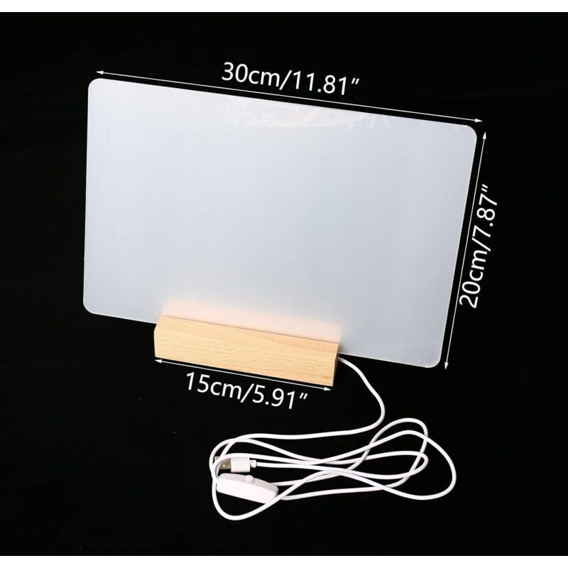 Luminous Transparent Acrylic Writing Board Clear Memo Message Frame Office Decoration, 30 x 20cm - Image 2