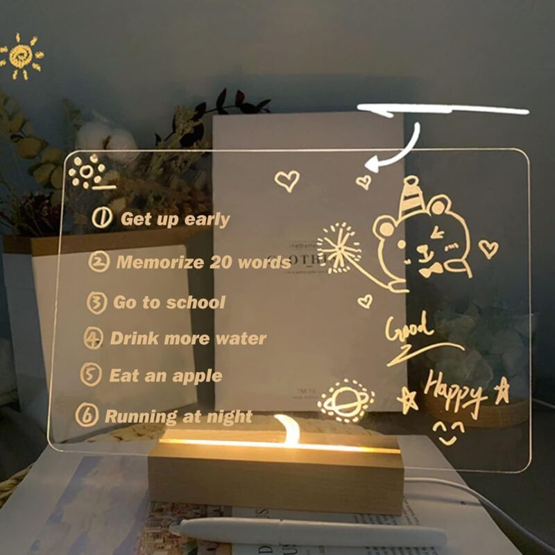 Luminous Transparent Acrylic Writing Board Clear Memo Message Frame Office Decoration, 30 x 20cm - Image 4