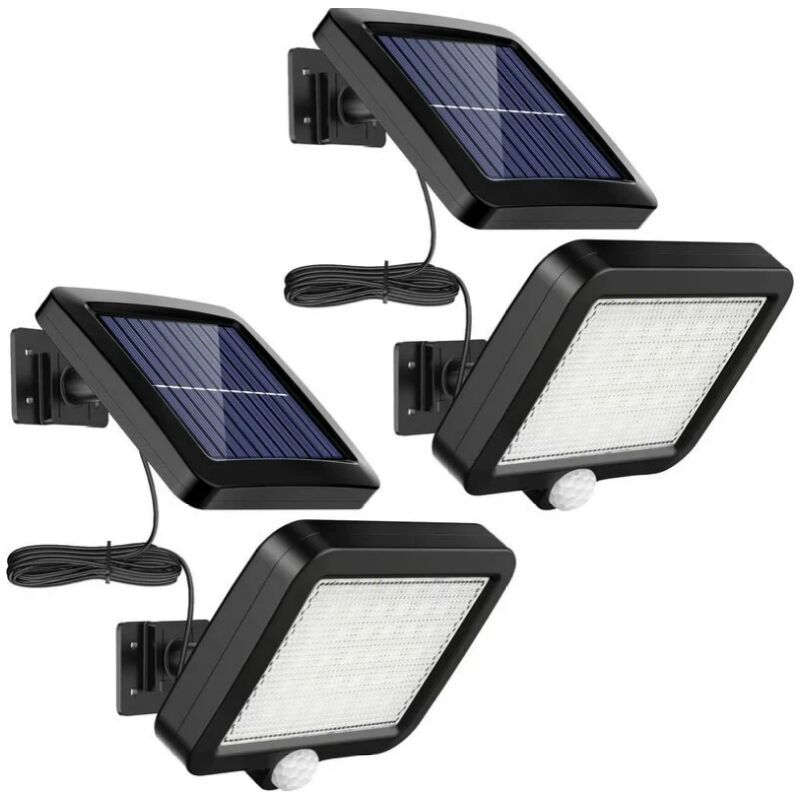 2 Pack 56 LED Outdoor Solar Lights with Motion Sensor IP65 Waterproof and 5M Cable, 120 Degree Angle - Image 1