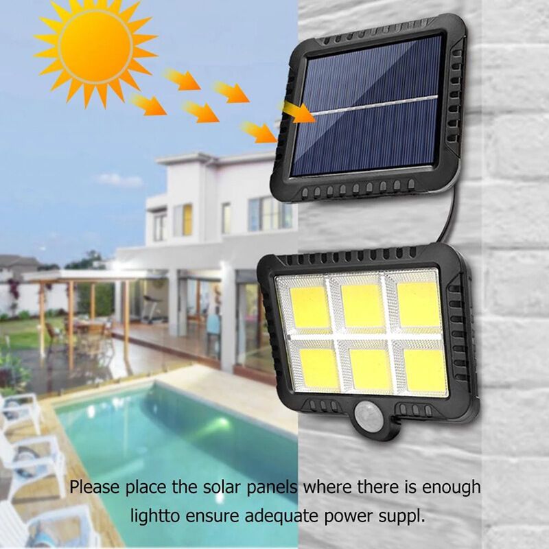 2 Pack 56 LED Outdoor Solar Lights with Motion Sensor IP65 Waterproof and 5M Cable, 120 Degree Angle - Image 2