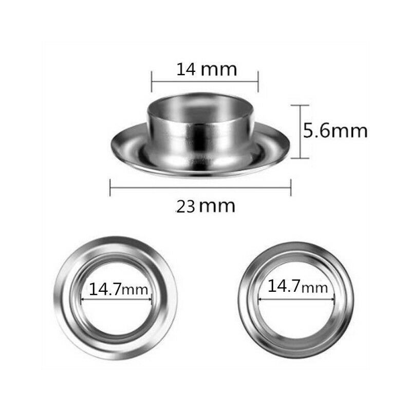 100 Pack Metal Grommet Eyelet Kit with Tools for Canvas Tarpaulin Tent Repair Silver, 14mm - Image 2