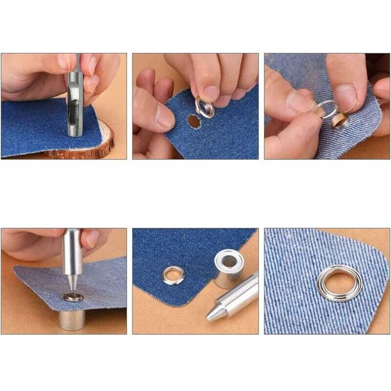 100 Pack Metal Grommet Eyelet Kit with Tools for Canvas Tarpaulin Tent Repair Silver, 14mm - Image 3