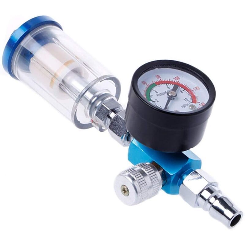 Pneumatic Spray Gun Regulator with Pressure Gauge Water Trap Air Filter Separator, 0.25 Inch - Image 1