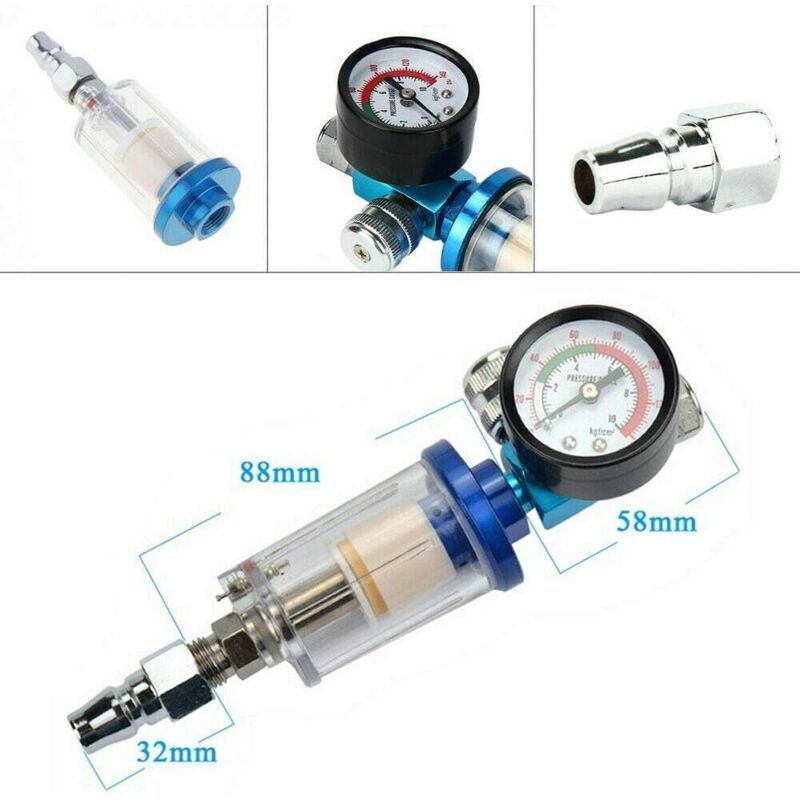 Pneumatic Spray Gun Regulator with Pressure Gauge Water Trap Air Filter Separator, 0.25 Inch - Image 2