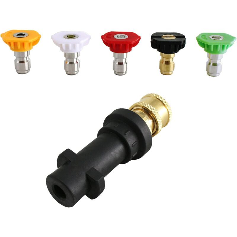 Pressure Washer Adapter Compatible with Karcher K2 to K7 with 5 Nozzle Tips, 0.25 Inch Quick Connect 2.5GPM - Image 1