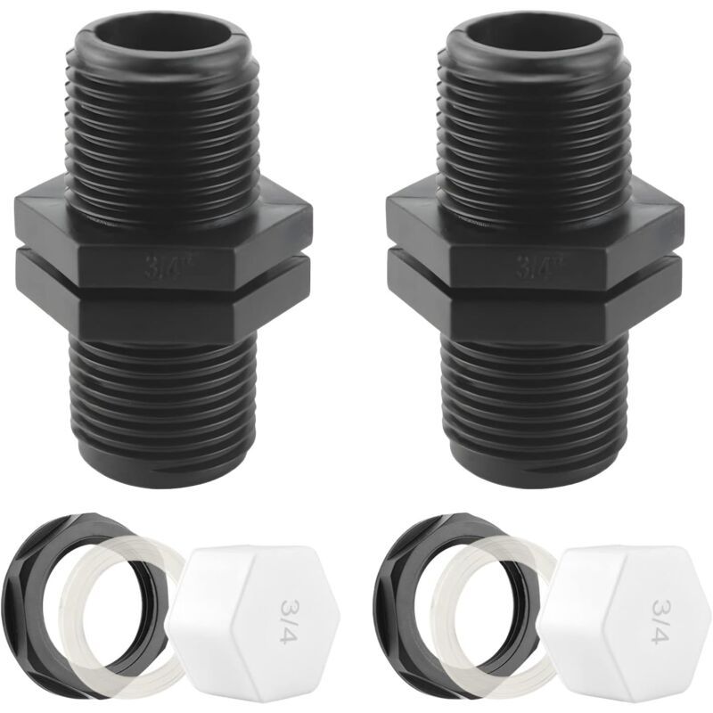 Overflow Tank Bulkhead Nipple with Gasket for 1000 Liter Rain Tank, 25mm 0.75 Inch - Image 1