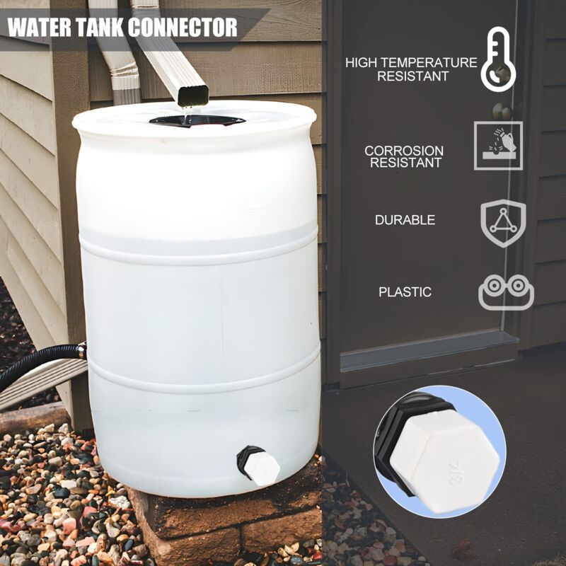 Overflow Tank Bulkhead Nipple with Gasket for 1000 Liter Rain Tank, 25mm 0.75 Inch - Image 3