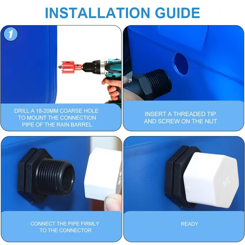 Overflow Tank Bulkhead Nipple with Gasket for 1000 Liter Rain Tank, 25mm 0.75 Inch - Image 4