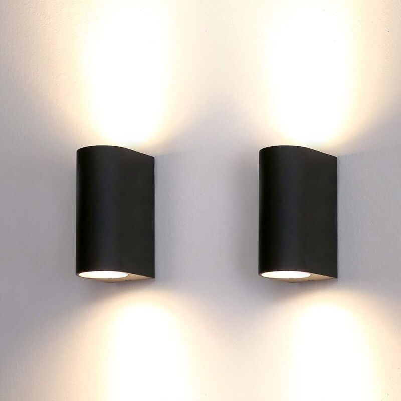 2 Pack Outdoor Wall Lights Aluminum Up Down IP44 Waterproof Black Lamps for Patio Garden Balcony Porch - Image 1