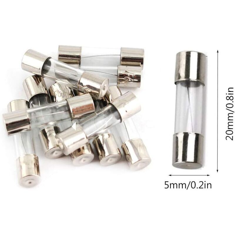 100 Pack Glass Fuse Assortment in Box, 5 x 20mm 0.2A to 20A - Image 2