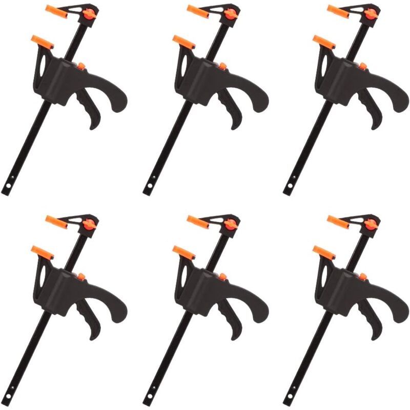 6 Pack F Shaped Clamps, Clamp with Tightening, Hand Tools for Carpentry, Wooden Door, 4inch - Image 1