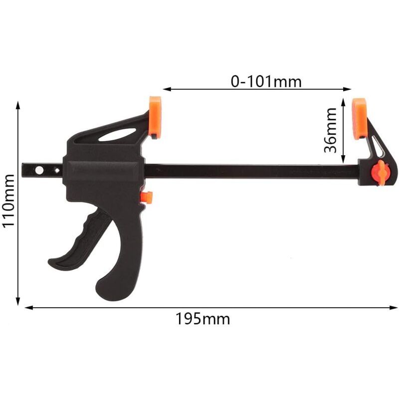 6 Pack F Shaped Clamps, Clamp with Tightening, Hand Tools for Carpentry, Wooden Door, 4inch - Image 2