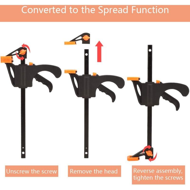 6 Pack F Shaped Clamps, Clamp with Tightening, Hand Tools for Carpentry, Wooden Door, 4inch - Image 4
