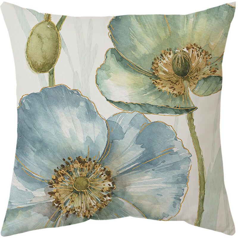 4 Pack Outdoor Cushion Cover, Waterproof Yellow and Blue Flowers Pattern Sofa Pillowcase for Patio Garden Living Room Bedroom Decoration, 45 x 45cm - Image 3