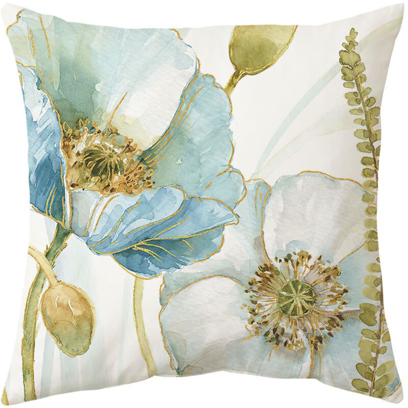 4 Pack Outdoor Cushion Cover, Waterproof Yellow and Blue Flowers Pattern Sofa Pillowcase for Patio Garden Living Room Bedroom Decoration, 45 x 45cm - Image 4