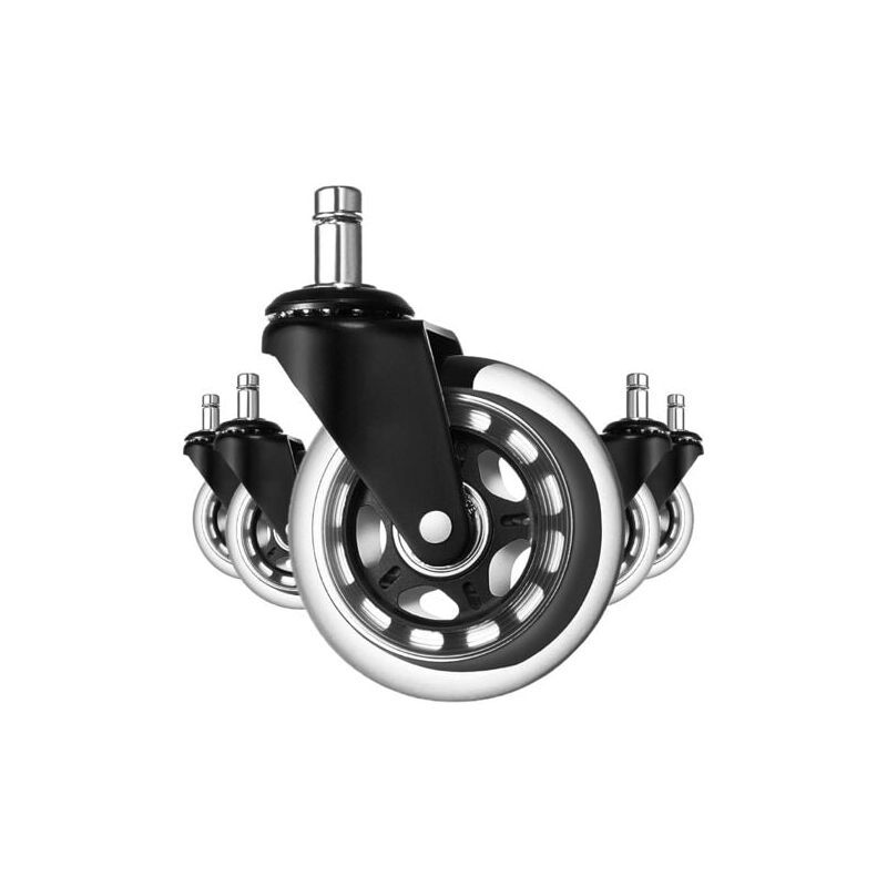 5 Pack Universal Office Chair Casters, Quiet and Abrasion Resistant Office Chair Replacement Wheels, 3 Inch - Image 1