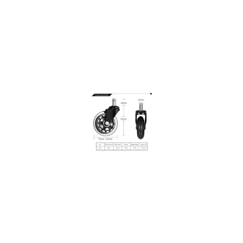5 Pack Universal Office Chair Casters, Quiet and Abrasion Resistant Office Chair Replacement Wheels, 3 Inch - Image 3