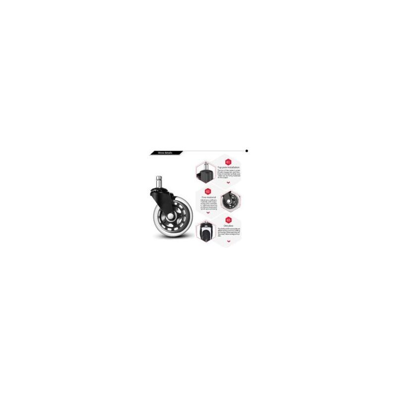 5 Pack Universal Office Chair Casters, Quiet and Abrasion Resistant Office Chair Replacement Wheels, 3 Inch - Image 4