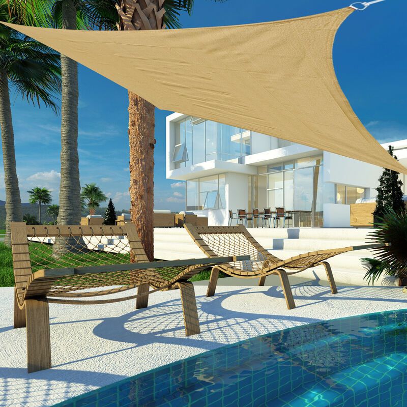 210D Rectangular Shade Sail Solar Canvas Sun Awning Sand, 4 x 6m - Image 2