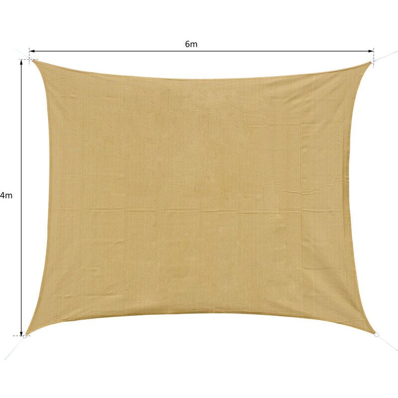210D Rectangular Shade Sail Solar Canvas Sun Awning Sand, 4 x 6m - Image 3