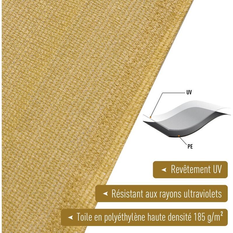 210D Rectangular Shade Sail Solar Canvas Sun Awning Sand, 4 x 6m - Image 4