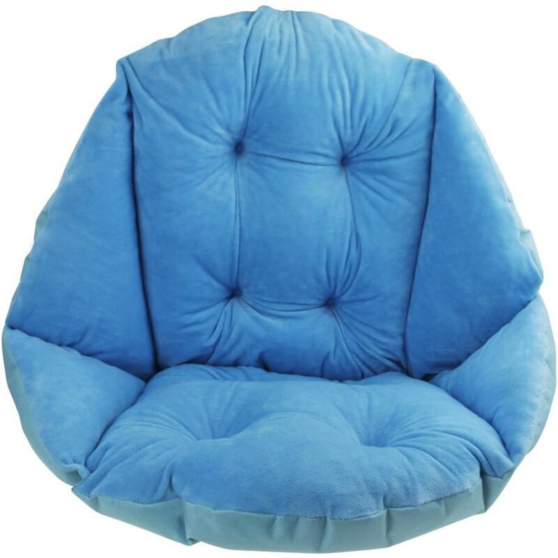 Chair Cushion with Backrest Waterproof Velvet Cover for Garden Straw Rattan Chair, Blue, 40 x 52cm - Image 1