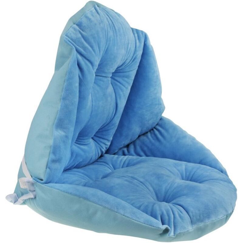 Chair Cushion with Backrest Waterproof Velvet Cover for Garden Straw Rattan Chair, Blue, 40 x 52cm - Image 4