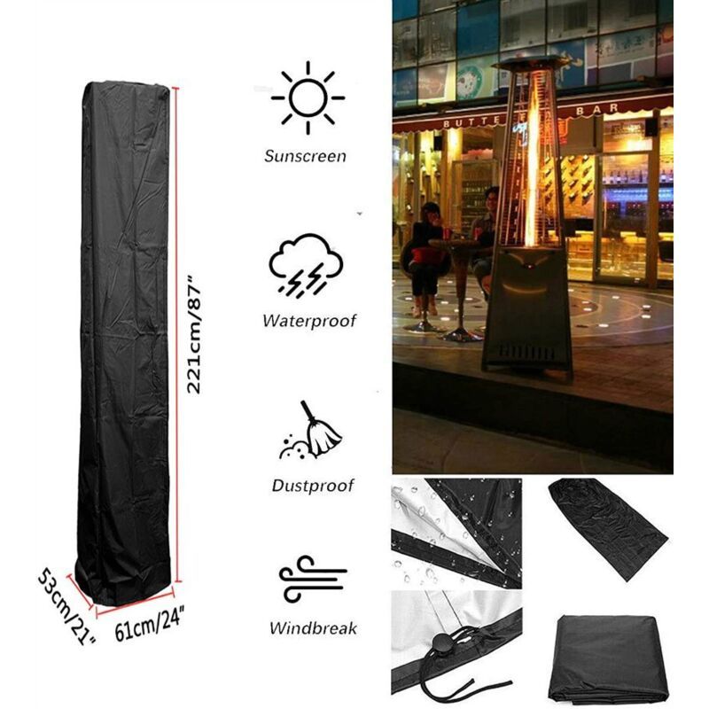 Patio Heater Cover Pyramid Gas Patio Heater, Patio Heater Cover Waterproof Anti Tear Cover Anti Snow Wind Resistant, H87 x W21 x D24 Inch - Image 2