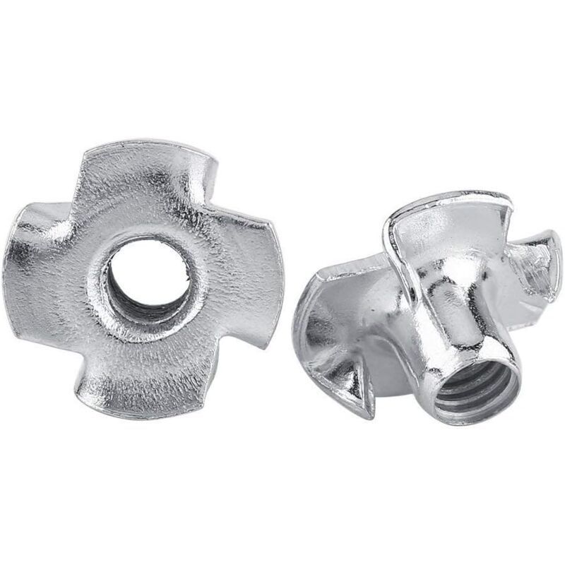 50 Pieces T Nuts 4 Prong Zinc Plated Steel for Woodworking Furniture, M5 - Image 1