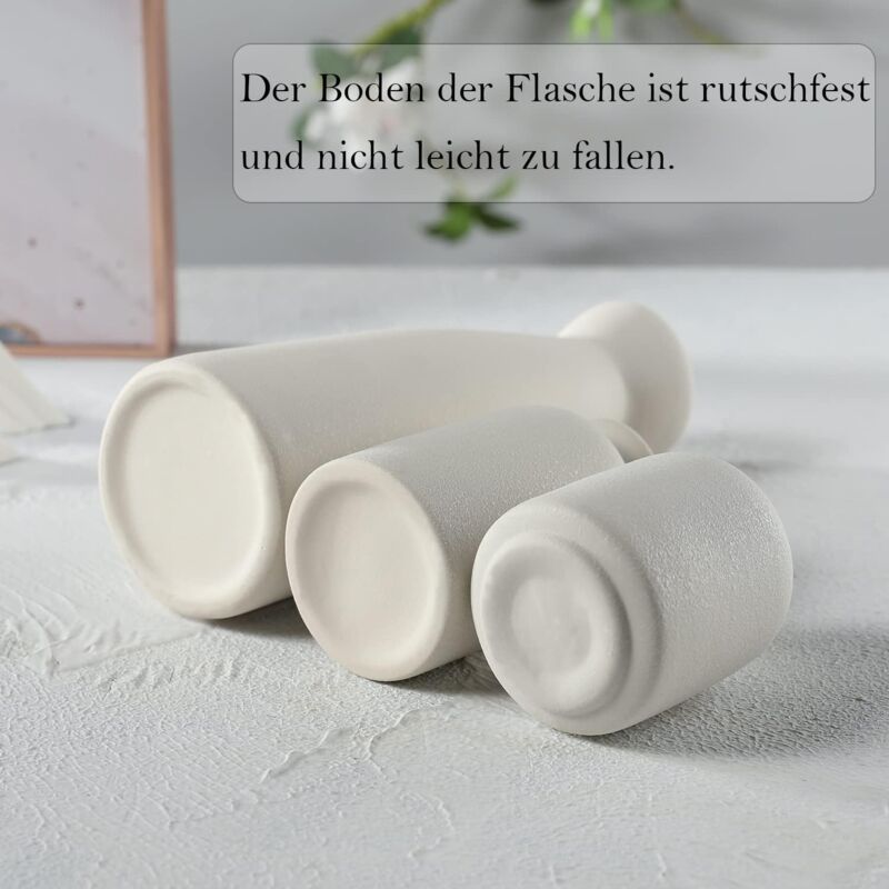 Ceramic Vase Set 3 Small Vase for Decoration for Wedding Table Party Living Office Bedroom Minimalist Bohemian Decoration, White - Image 2