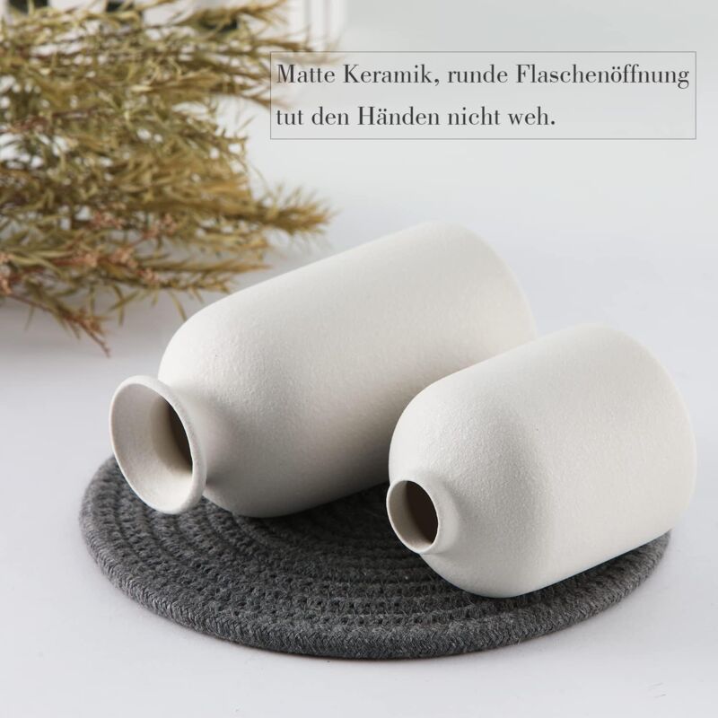 Ceramic Vase Set 3 Small Vase for Decoration for Wedding Table Party Living Office Bedroom Minimalist Bohemian Decoration, White - Image 3