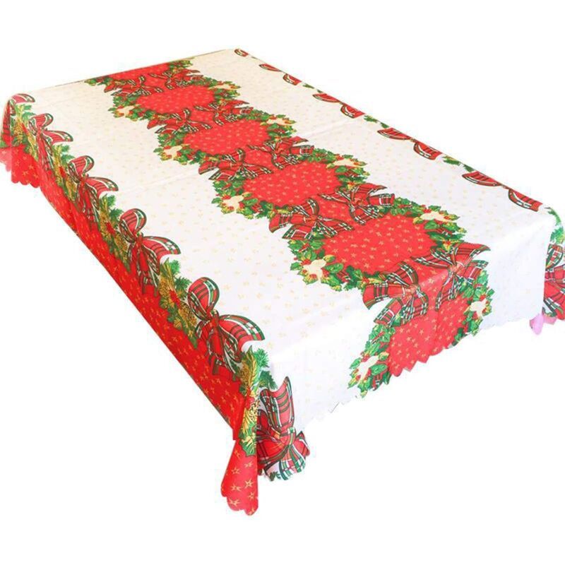 Tablecloth for Christmas Rectangular Polyester Stain Resistant Tablecloth Christmas Red Tablecloths Stain Resistant Table Protector for Parties - Image 1