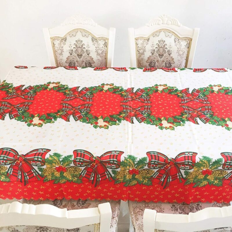 Tablecloth for Christmas Rectangular Polyester Stain Resistant Tablecloth Christmas Red Tablecloths Stain Resistant Table Protector for Parties - Image 2