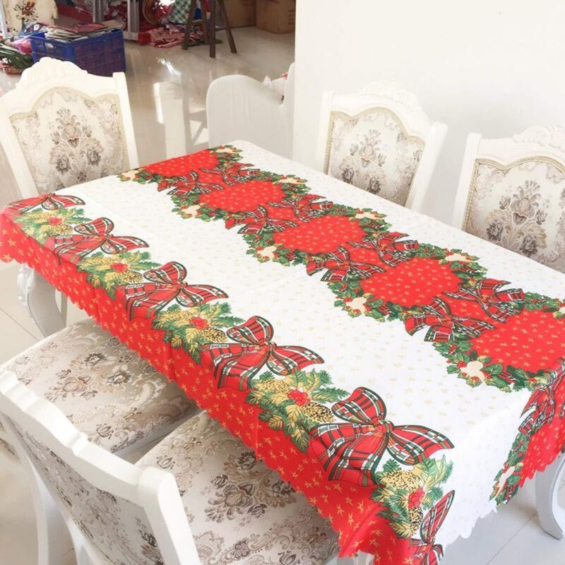 Tablecloth for Christmas Rectangular Polyester Stain Resistant Tablecloth Christmas Red Tablecloths Stain Resistant Table Protector for Parties - Image 4