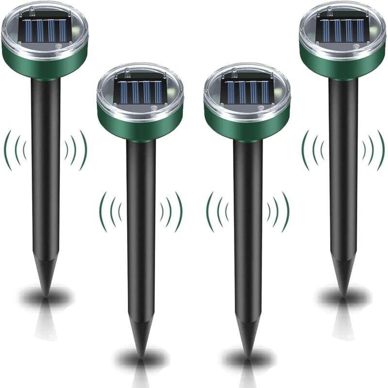 4 Pieces Solar Mole Repeller, Ultrasonic Pest Repeller Mole Control with IP65 Waterproof, Garden Mole Repellent Mole Repellent - Image 1