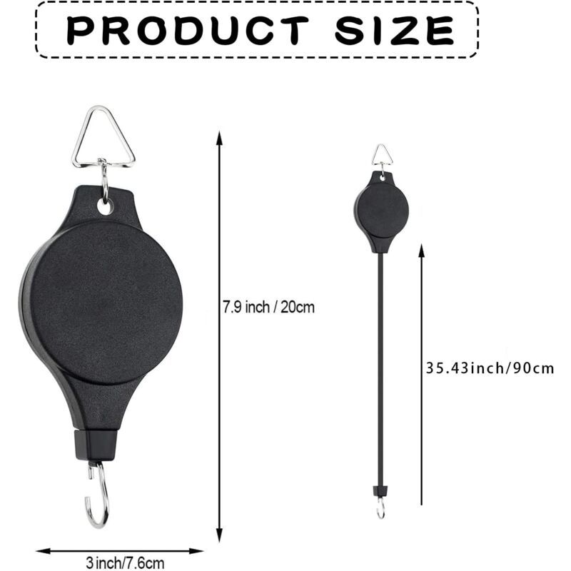 Hanging Basket Pulley, Plant Hook Pulley, Easy to Reach, Retractable Hanging Flower Hanging Basket for Garden Hanging Baskets, Pots, Bird Feeder, 2ft - Image 2